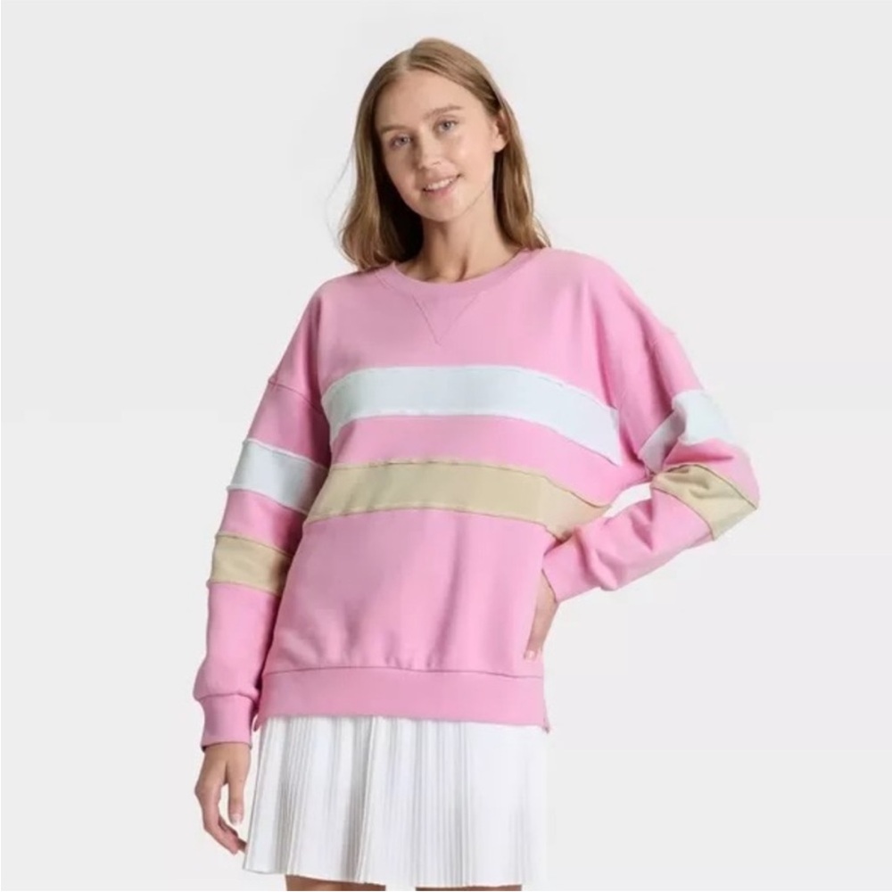 Pink Striped Sweatshirt JoyLab -Size Large NWT